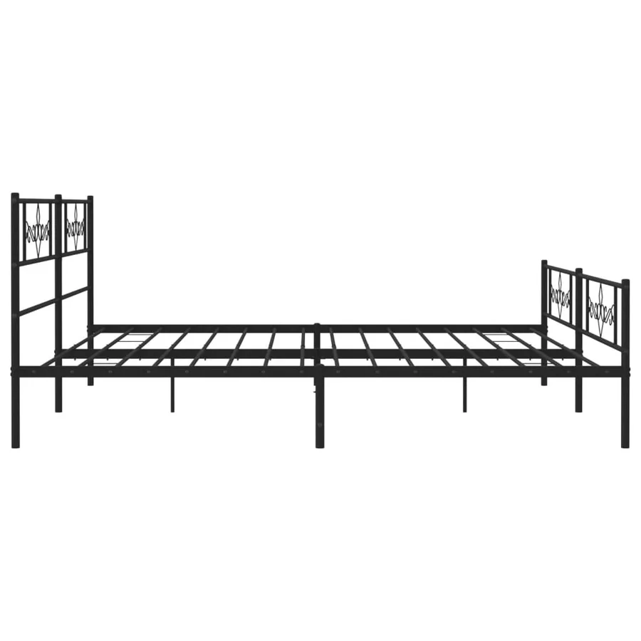 Cadre de lit métal sans matelas avec pied de lit noir 200x200cm - 6