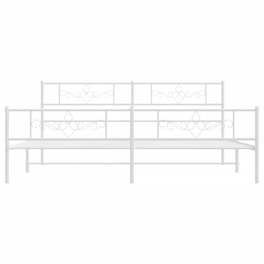 Cadre de lit métal sans matelas et pied de lit blanc 200x200 cm - 5