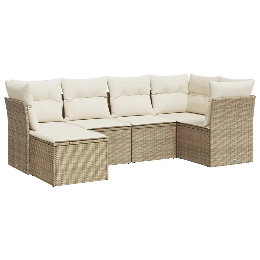 Salon de jardin avec coussins 6 pcs beige résine tressée - 2