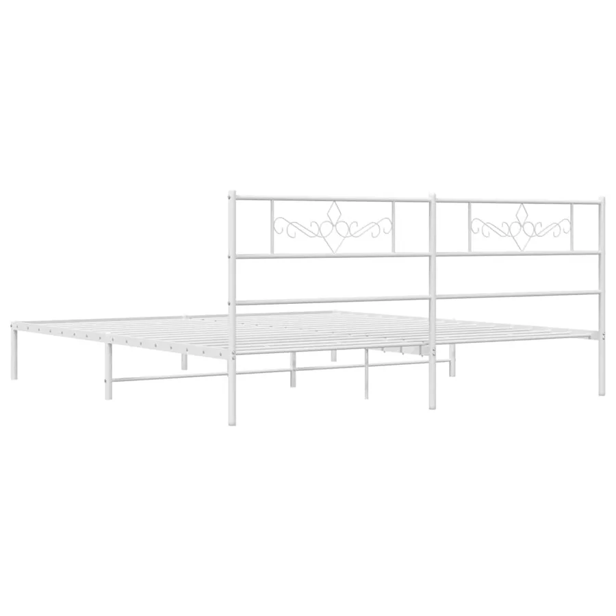 Cadre de lit métal sans matelas et tête de lit blanc 193x203 cm - 8