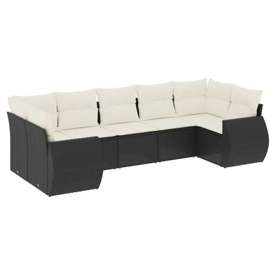 Salon de jardin 7 pcs avec coussins noir résine tressée 71 x 62 x 69 cm - 61,7 kg - 2