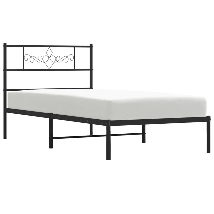 Cadre de lit métal sans matelas avec tête de lit noir 90x190 cm - 4