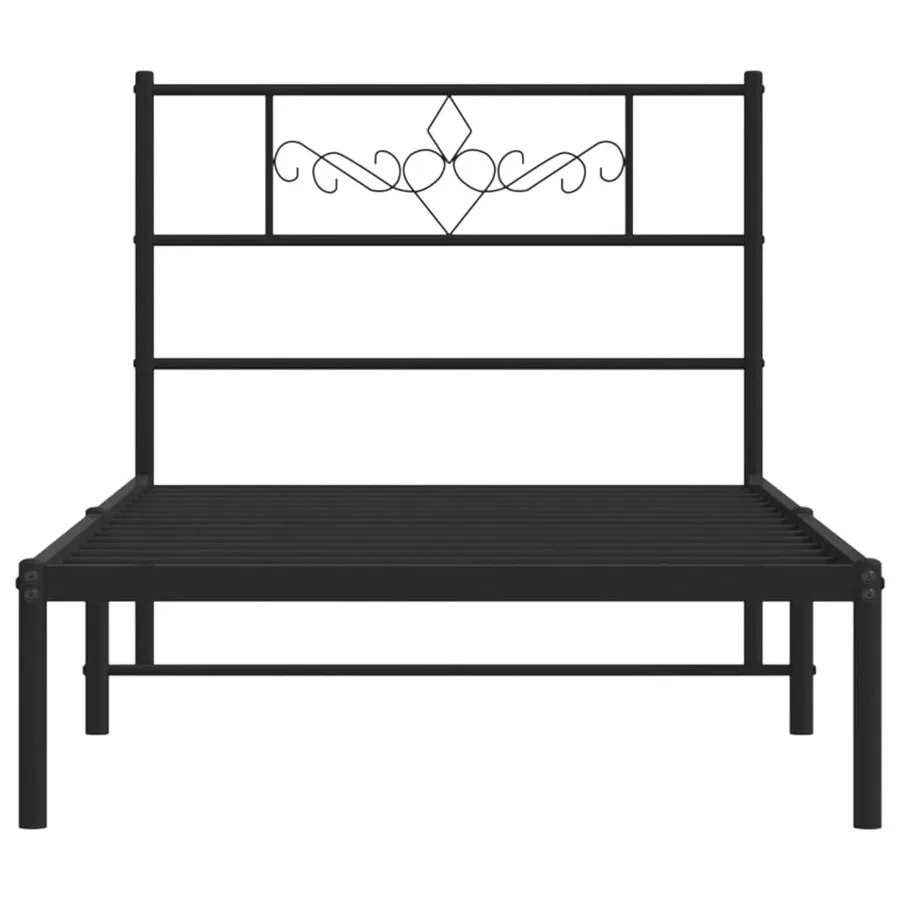 Cadre de lit métal sans matelas avec tête de lit noir 90x190 cm - 5