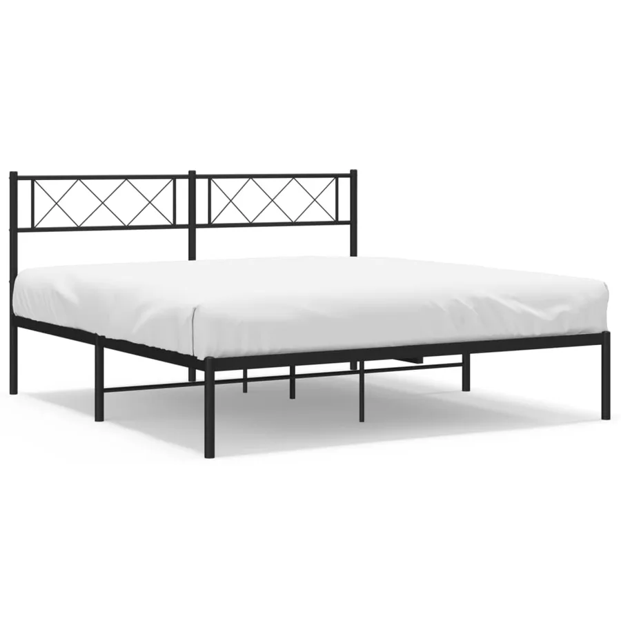 Cadre de lit métal sans matelas avec tête de lit noir 140x190cm - 2