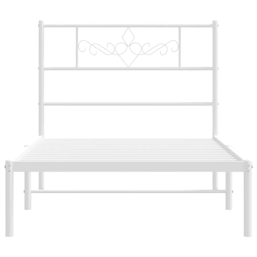 Cadre de lit métal sans matelas avec tête de lit blanc 90x190cm - 5