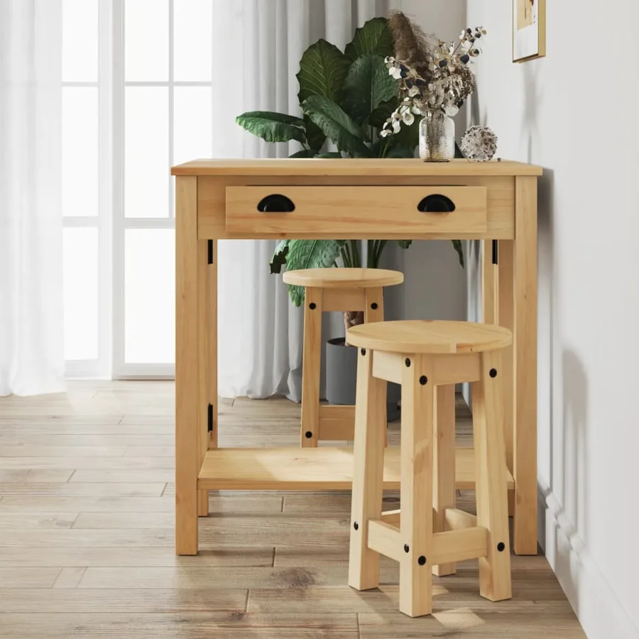 Tabourets de bar lot de 2 bois massif de pin - 3