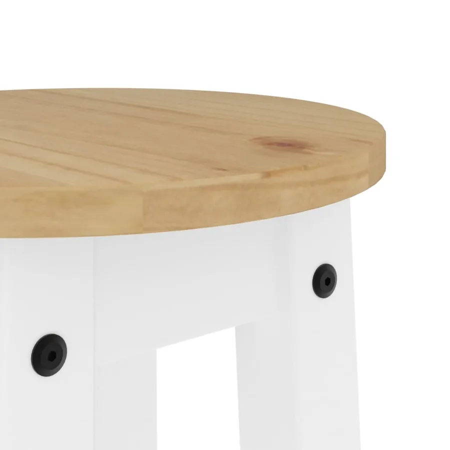 Tabourets de bar lot de 2 blanc bois massif de pin - 8