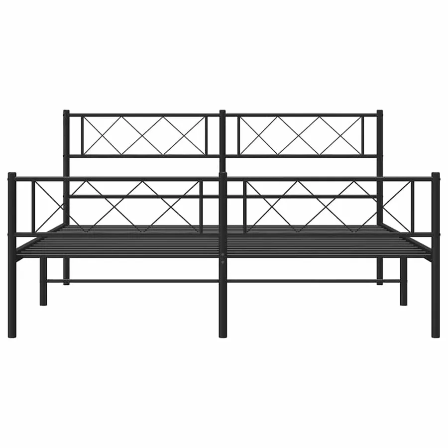 Cadre de lit métal sans matelas avec pied de lit noir 135x190cm - 5