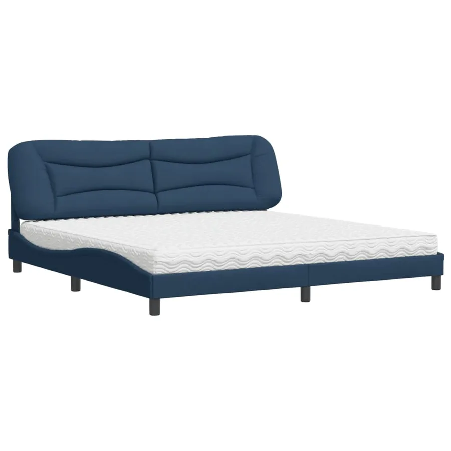 Lit avec matelas Hvar bleu 200x200 cm tissu - 2