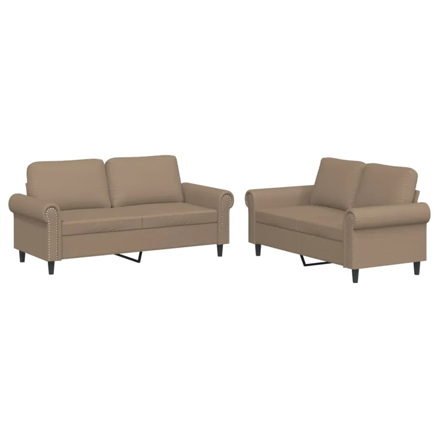 Ensemble de canapés 2 pcs avec coussins Cappuccino Similicuir - 2