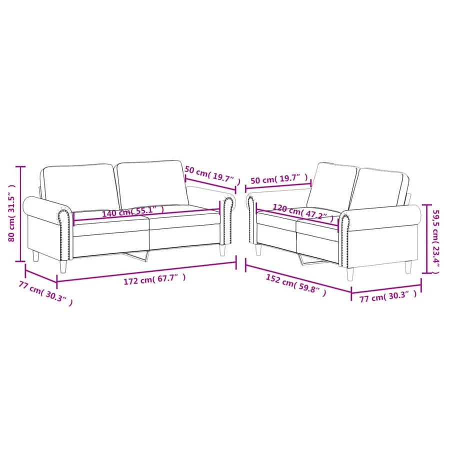 Ensemble de canapés 2 pcs avec coussins Cappuccino Similicuir - 7