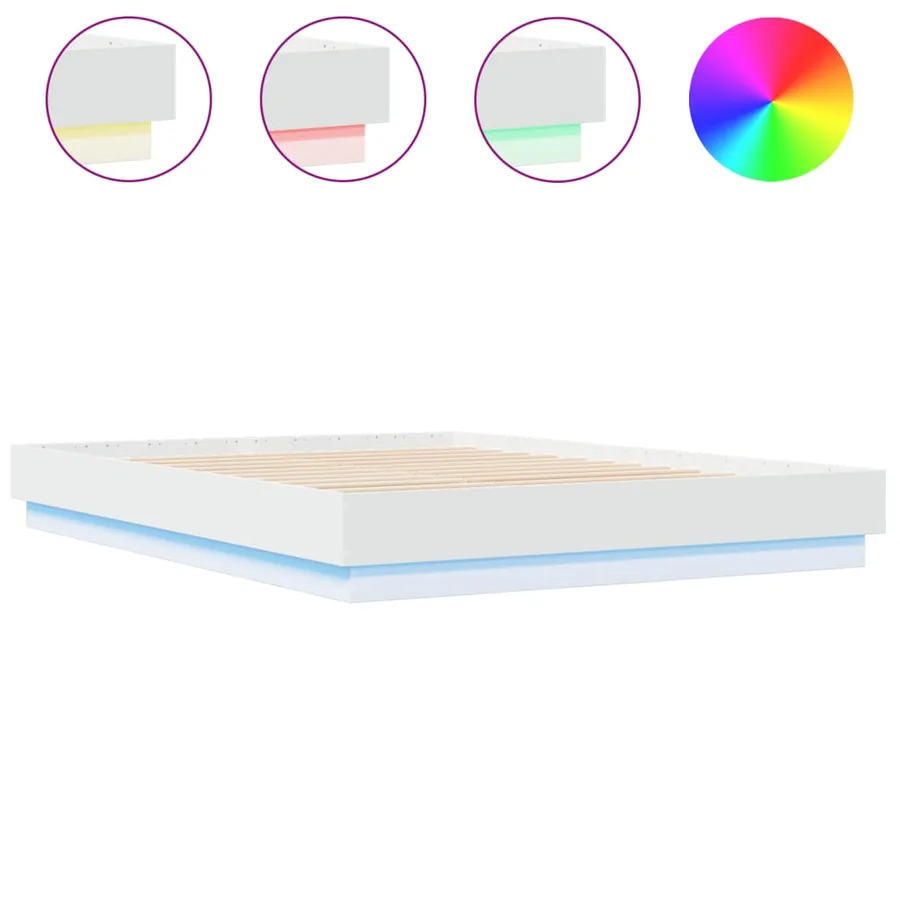 Cadre de lit avec LED sans matelas blanc 160x200 cm - 2