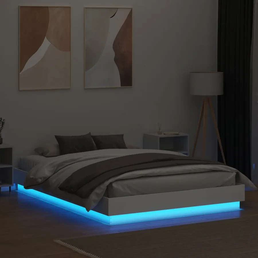 Cadre de lit avec LED sans matelas blanc 160x200 cm - 4