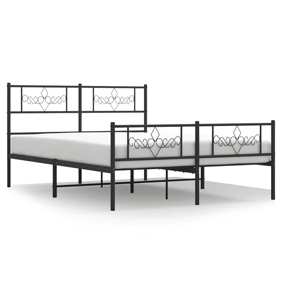 Cadre de lit métal sans matelas avec pied de lit noir 135x190cm - 2