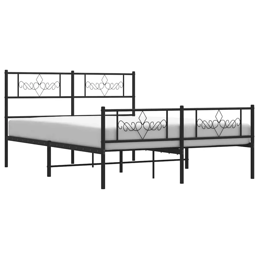 Cadre de lit métal sans matelas avec pied de lit noir 135x190cm - 5