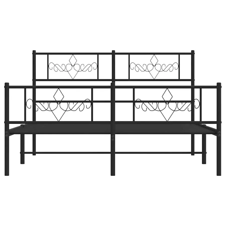 Cadre de lit métal sans matelas avec pied de lit noir 135x190cm - 6