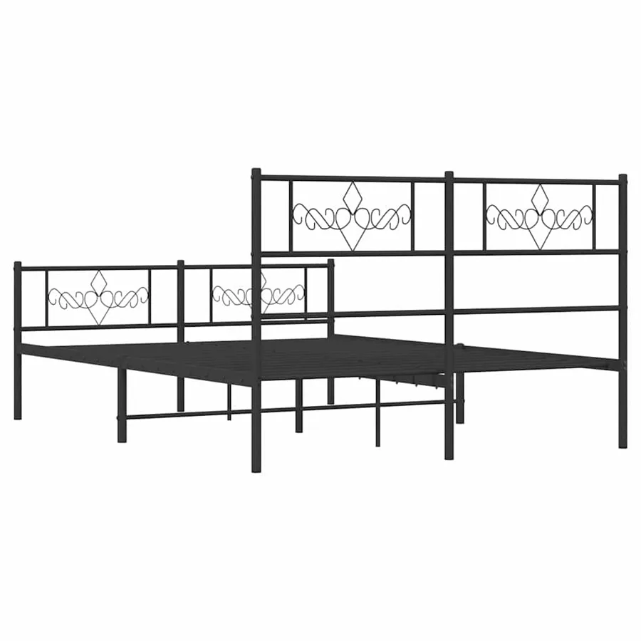 Cadre de lit métal sans matelas avec pied de lit noir 135x190cm - 8