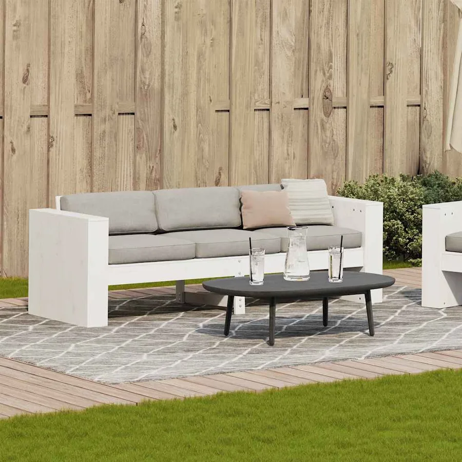 Canapé de jardin 3 places blanc 189x60x62 cm bois de pin massif - 3