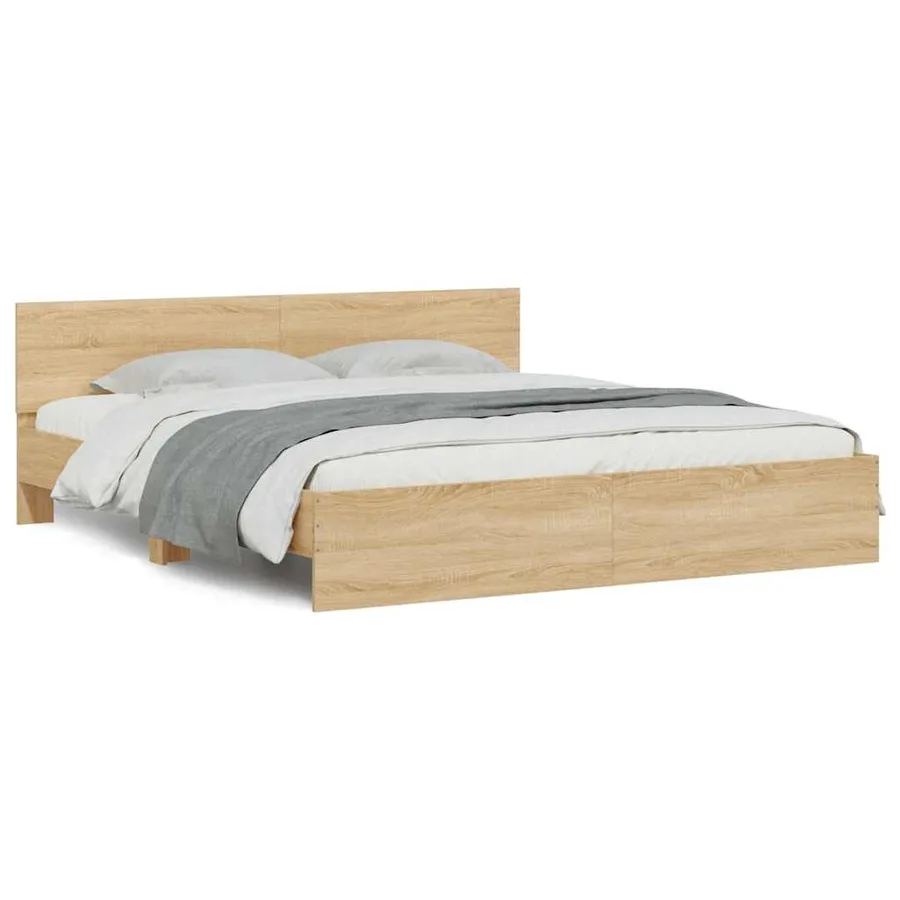Cadre de lit avec LED sans matelas chêne sonoma 200x200 cm - 5
