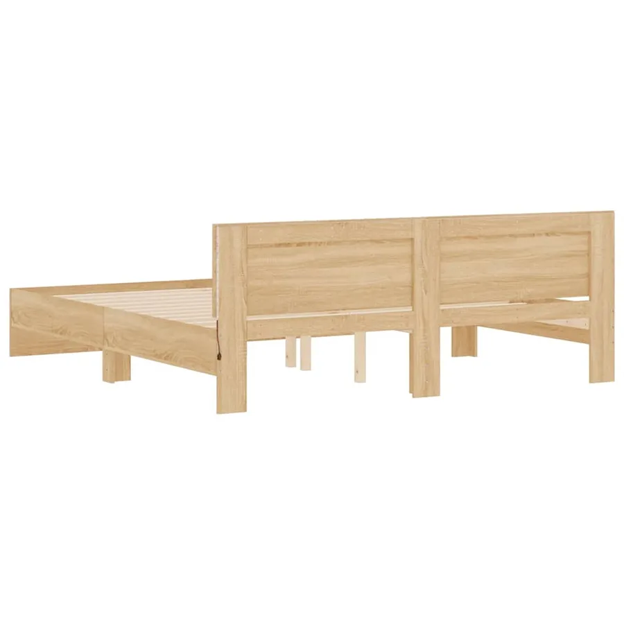 Cadre de lit avec LED sans matelas chêne sonoma 200x200 cm - 9