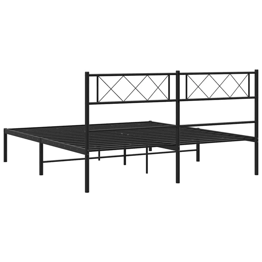 Cadre de lit métal sans matelas et tête de lit noir 160x200 cm - 7