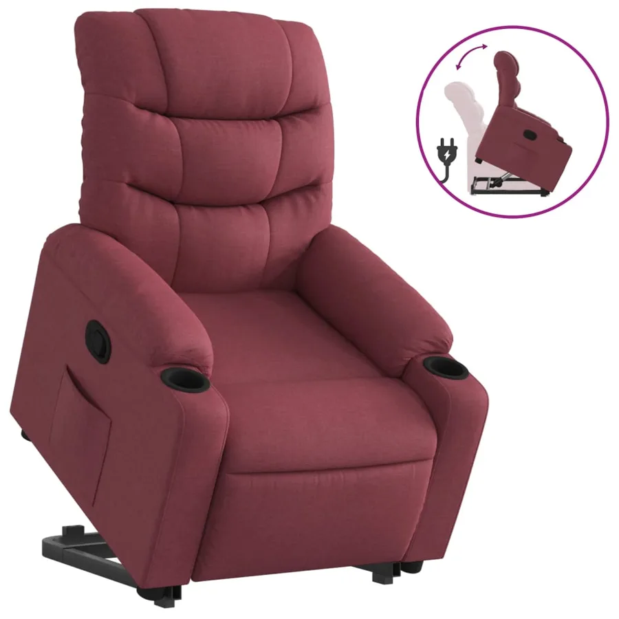Fauteuil inclinable rouge bordeaux tissu - 2