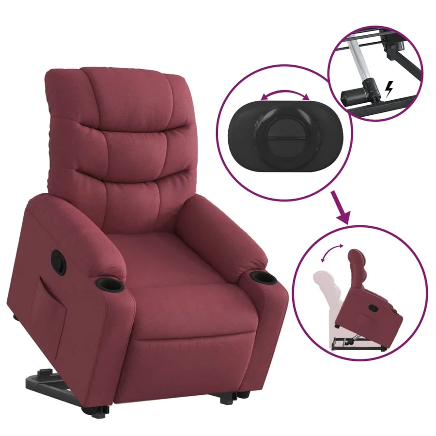 Fauteuil inclinable rouge bordeaux tissu - 6