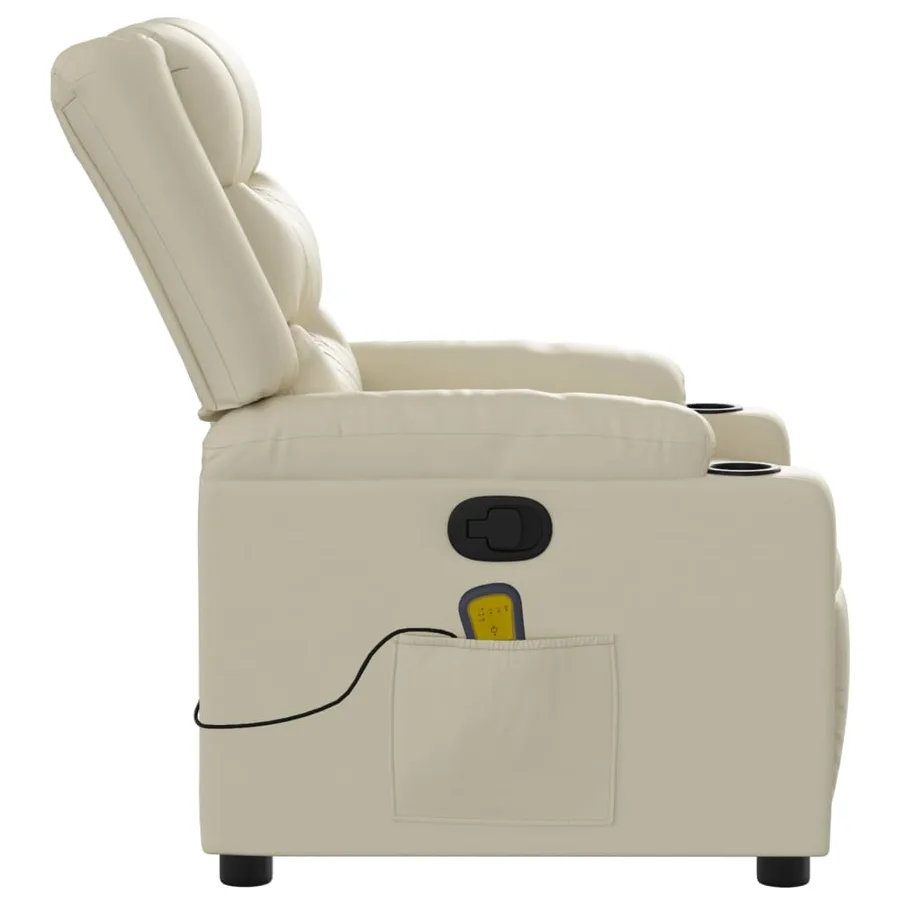 Fauteuil de massage inclinable crème similicuir - 8