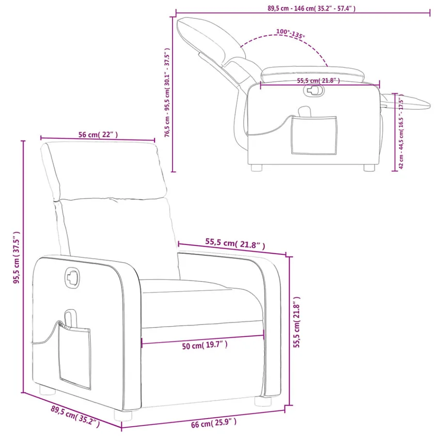 Fauteuil de massage inclinable Gris Similicuir - 12