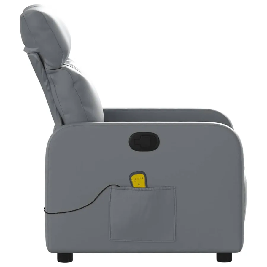 Fauteuil de massage inclinable Gris Similicuir - 8