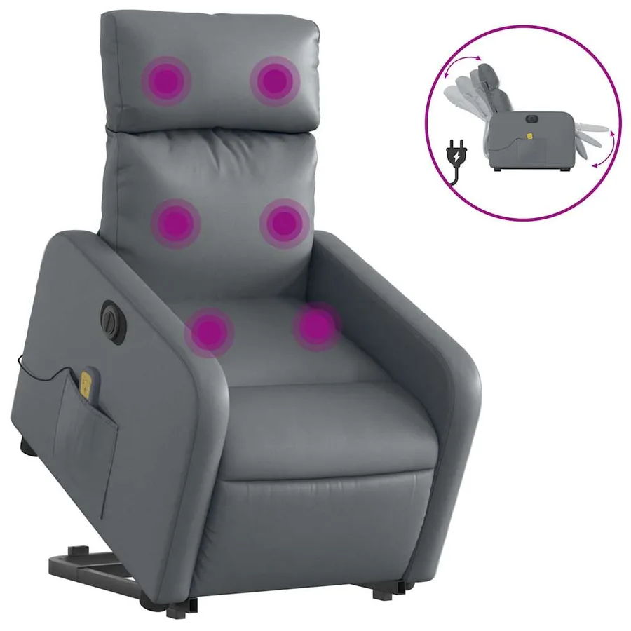 Fauteuil inclinable de massage électrique gris similicuir - 2