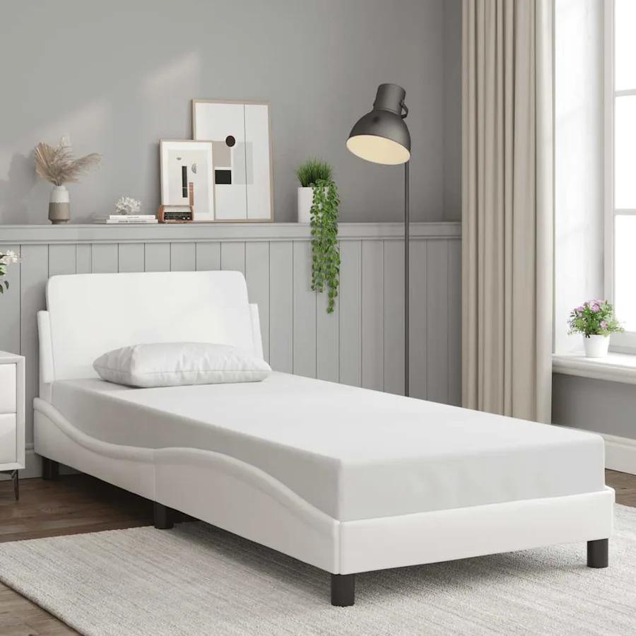 Cadre de lit Dover blanc 90x190 cm similicuir - 3