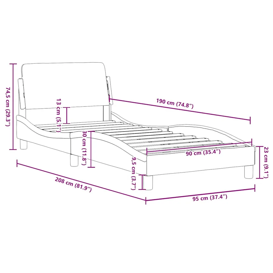 Cadre de lit Dover blanc 90x190 cm similicuir - 9