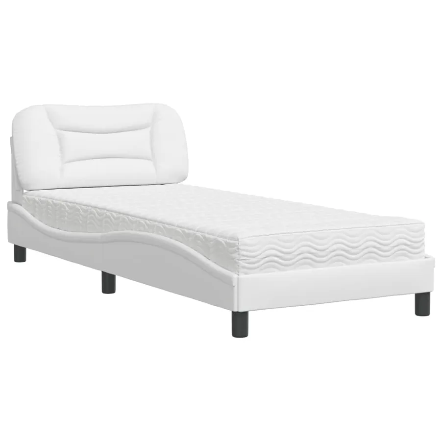 Lit avec matelas Hvar blanc 90x190 cm similicuir - 2