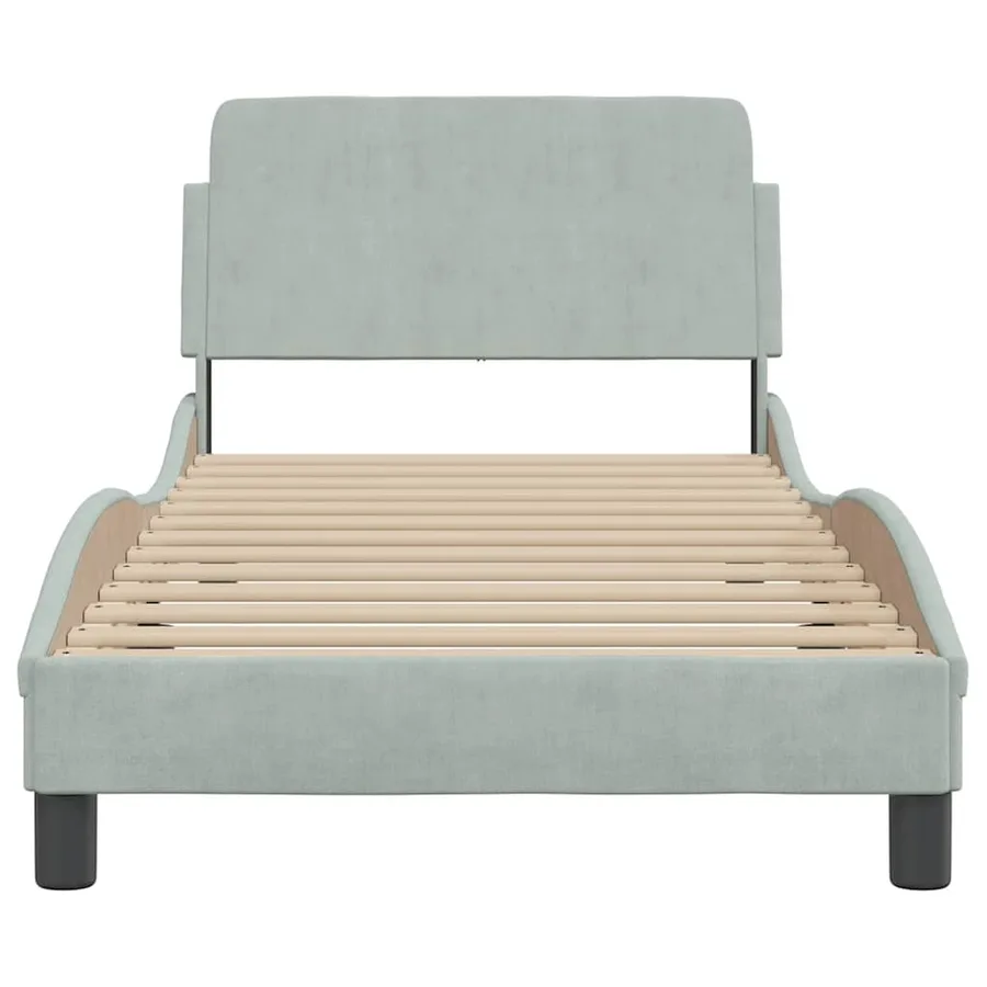Cadre de lit Dover gris clair 90x190 cm velours - 4
