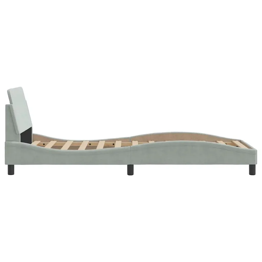 Cadre de lit Dover gris clair 90x190 cm velours - 5