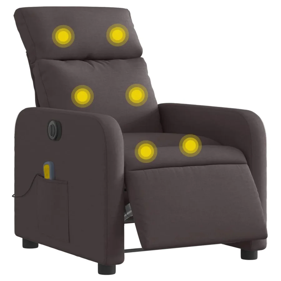 Fauteuil de massage inclinable électrique Marron foncé Tissu - 3