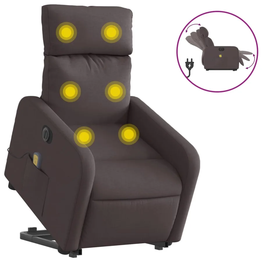Fauteuil inclinable de massage électrique Marron foncé Tissu - 2