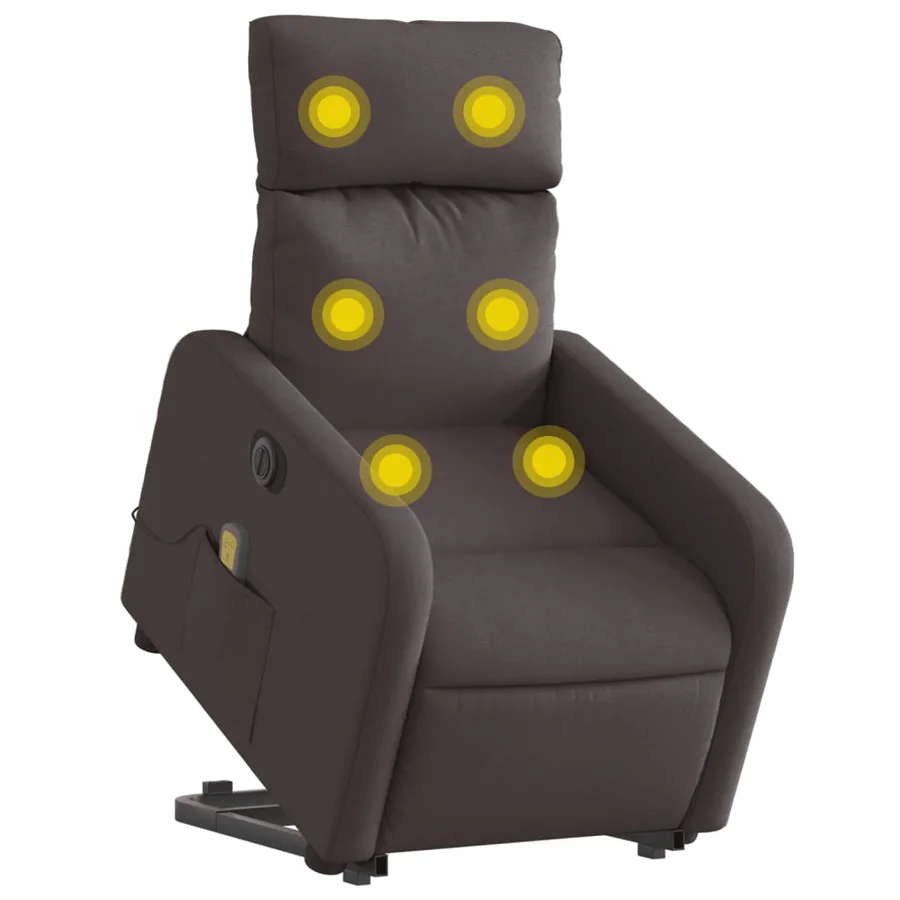 Fauteuil inclinable de massage électrique Marron foncé Tissu - 3