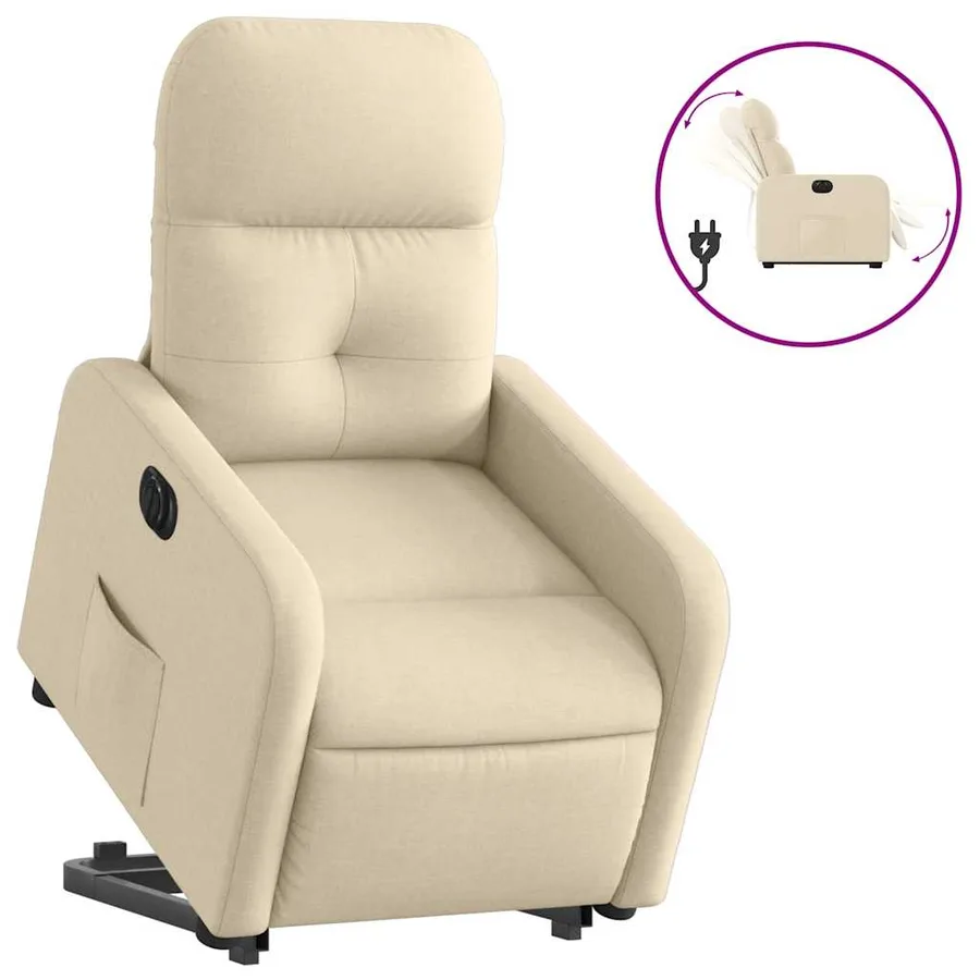 Fauteuil inclinable électrique crème tissu - 2