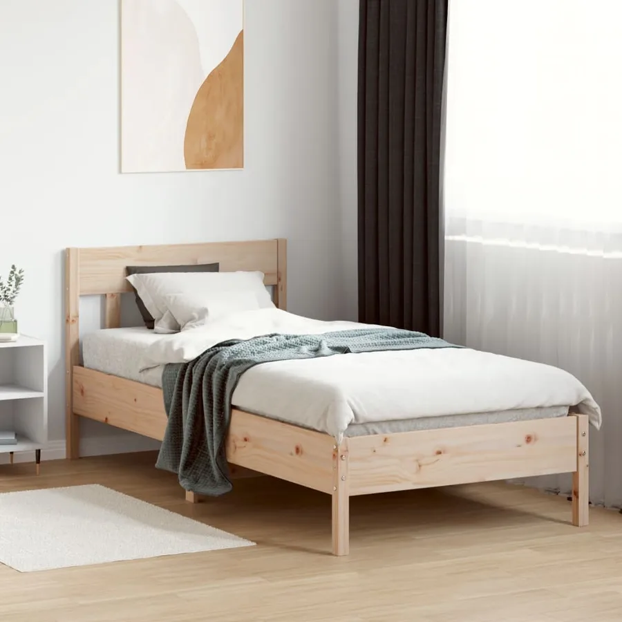 Cadre de lit sans matelas 75x190 cm bois de pin massif - 3