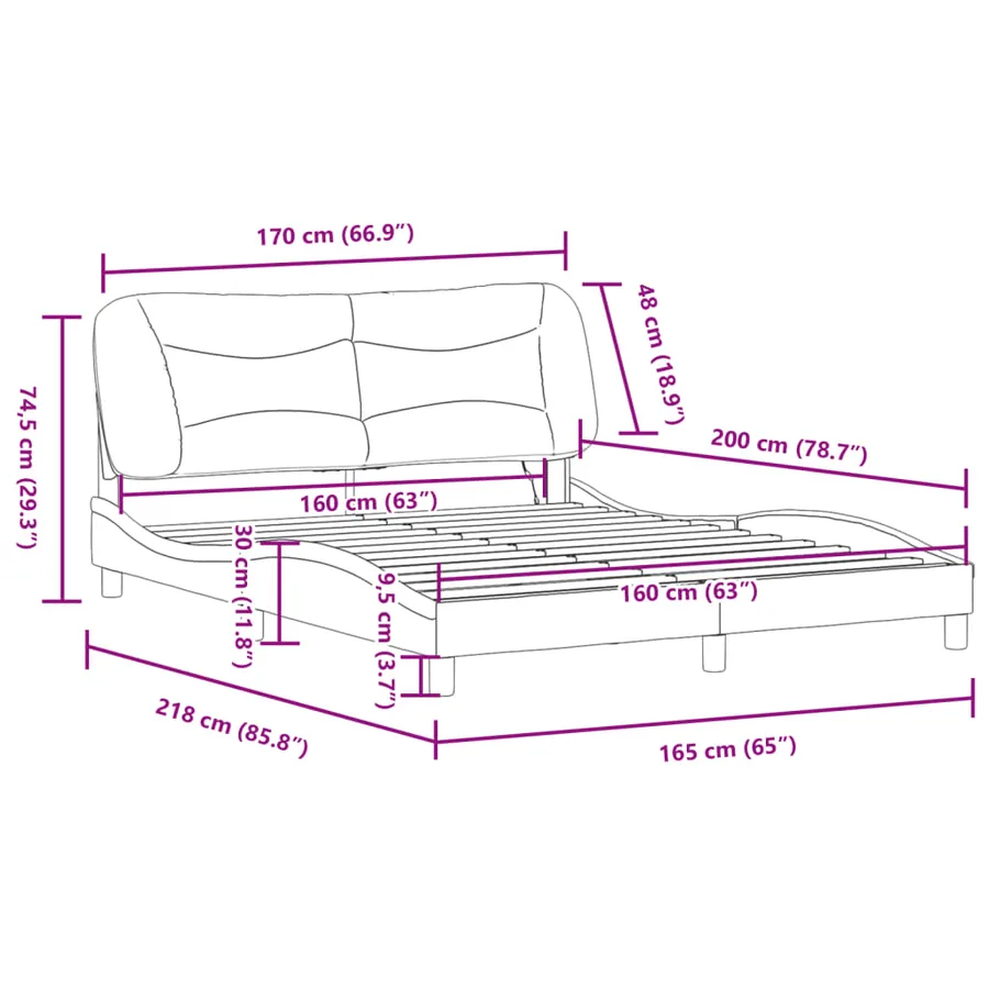Cadre de lit avec LED sans matelas Hvar noir et blanc 160x200 cm - 17