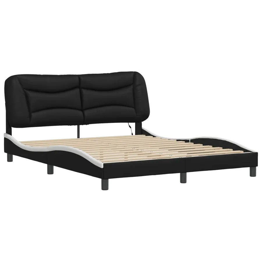 Cadre de lit avec LED sans matelas Hvar noir et blanc 160x200 cm - 3