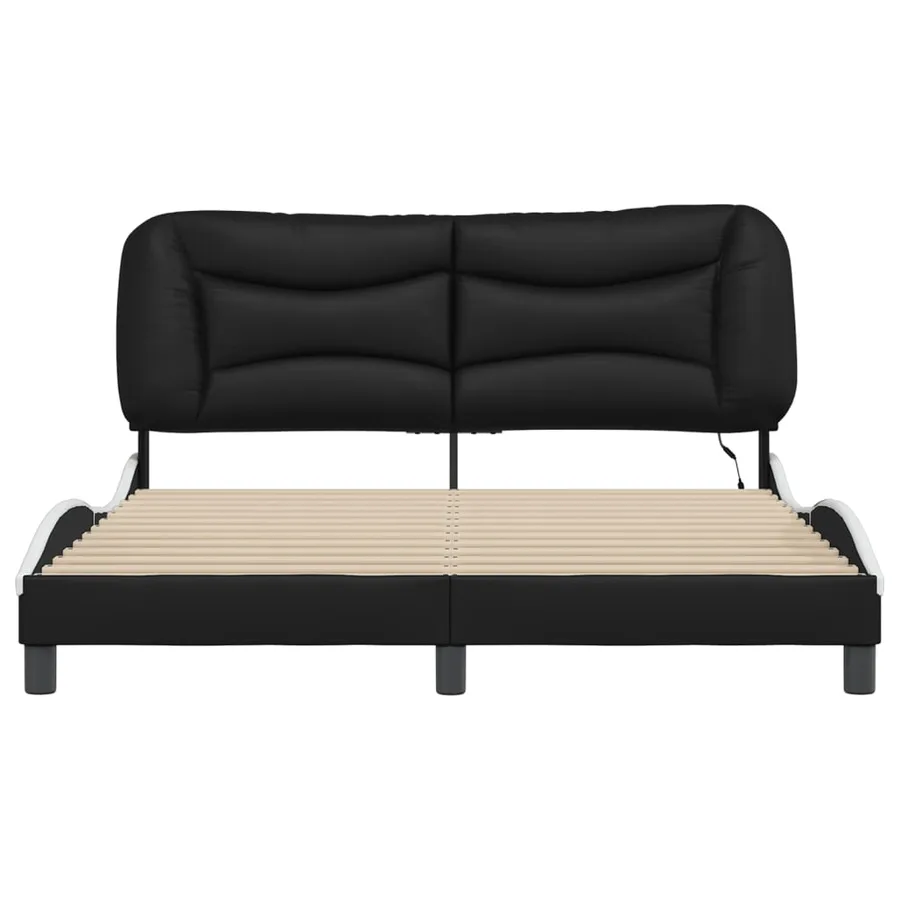 Cadre de lit avec LED sans matelas Hvar noir et blanc 160x200 cm - 6