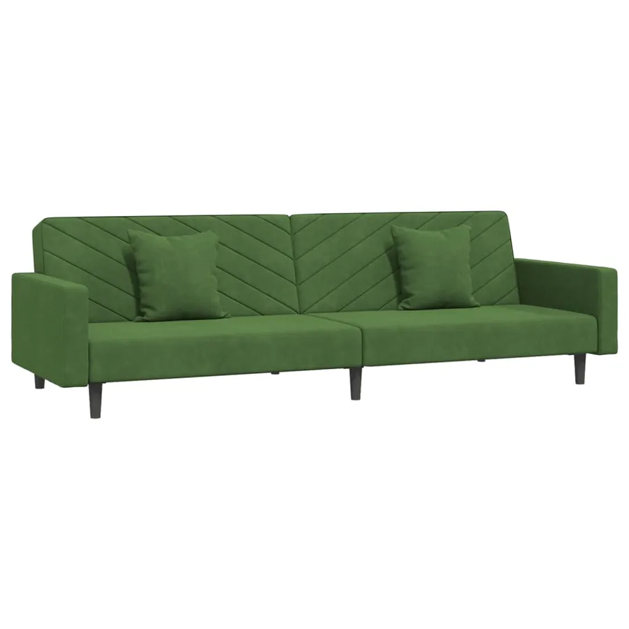 Canapé-lit à 2 places avec deux oreillers Vert foncé Velours - 2