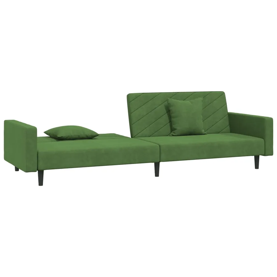 Canapé-lit à 2 places avec deux oreillers Vert foncé Velours - 4