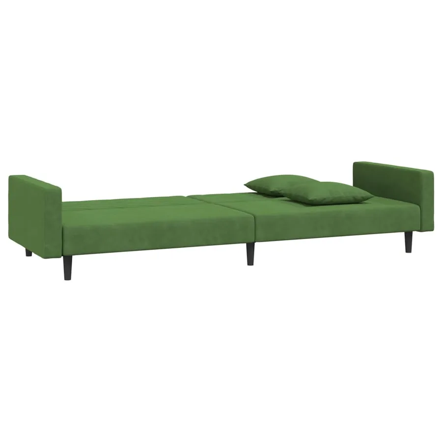 Canapé-lit à 2 places avec deux oreillers Vert foncé Velours - 6