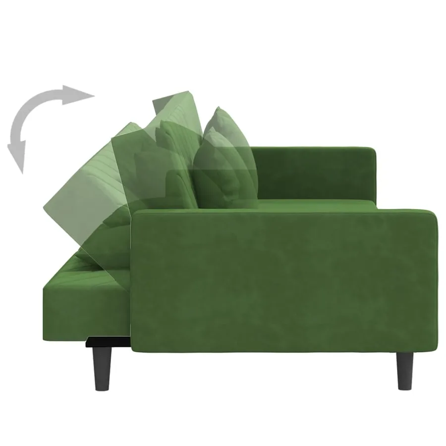 Canapé-lit à 2 places avec deux oreillers Vert foncé Velours - 7