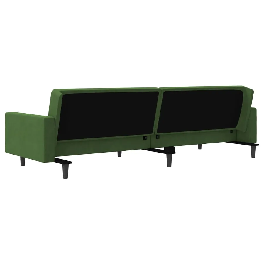 Canapé-lit à 2 places avec deux oreillers Vert foncé Velours - 8