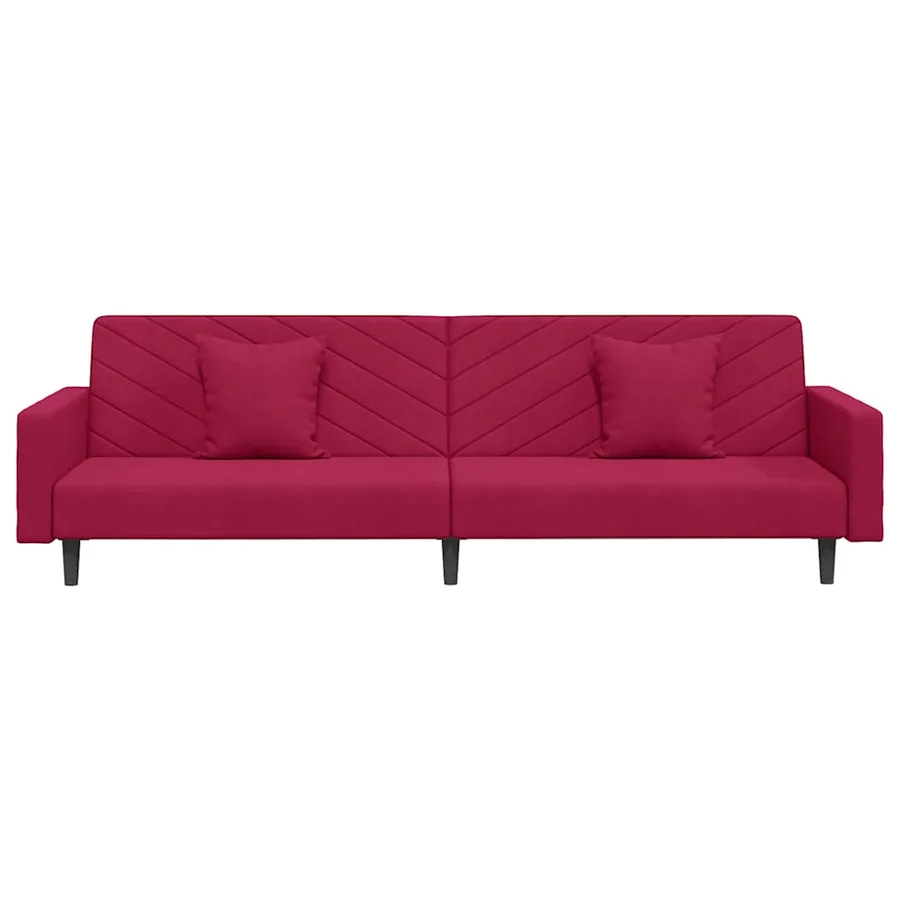 Canapé-lit à 2 places et deux oreillers Rouge bordeaux Velours - 5